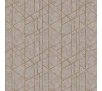 Livingwalls Geometric Wallpaper Metropolitan Stories Non-Woven Francesca - Milano 10.05 m x 0.53 m Gold Beige Grey Made in Germany 369283 36928-3