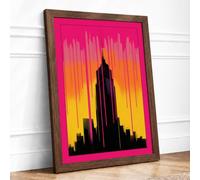 Metropolitan Sunset Art Deco Framed Wall Art Print A2 (59.4×42cm) Walnut, Wall Decor for Living Room, Bedroom, Office & Home, Ready to Hang, Art Gift