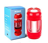 METSHOW Light-Up LED Transparent Seal Storage Jar，Magnifying Viewing Glass Airtight Jar with Grinder ，8 x Magnification Glass(Red)