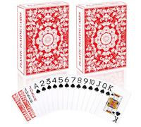 Metsyth Plastic Playing Cards Waterproof Cards Poker Card 2 Pack Playing Card Large Print for Adults Seniors, Deck of Card Set Professional Poker Cards for Beach Trip Pool Party Games (Red)