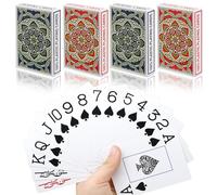 Metsyth Plastic Waterproof Playing Cards 4 Pack Poker Card Jumbo Large Print Playing Cards for Adults Seniors Bulk Decks of Cards Set Poker Cards