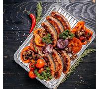 Mettaworld 12 x Disposable BBQ Grill Trays - Aluminum Foil Pans for Cooking & Heating, Portable Barbecue Tray for Summer Garden Party, Outdoor Picnic, Camping & Travel