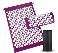 MettaWorld Acupressure Mat & Pillow Set for Back & Neck Pain Relief - Massage Mat for Stress, Muscle & Sciatica Relief, Includes Travel Bag - Acupressure Mat for Men & Women Purple.