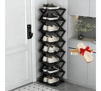 METTEOR 2-9 Layers Assembly-free Bamboo Shoe Rack, Foldable Bamboo Shoe Rack, Narrow Shoe Rack Cabinet With Two Shoe Brushes To Save Space,suitable for home single apartment (C_8)