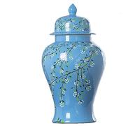 METTEOR Blue Ceramic Vase Ginger Jars For Home Decor,Modern Diamond Jingdezhen Elegant Dried Flower Vase Decoration For Living Room, Porcelain Table Vase,
