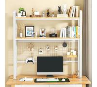 METTEOR Bookshelf, 2/3 Tier Desktop Bookshelf Organizer, Computer Desktop Bookcase, Multipurpose Dorm Room Desk Shelf, Wood Desk Shelf Organizer Desktop Hutch (White 3_Tier 75cm)