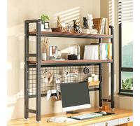 METTEOR Bookshelf, 2/3 Tier Desktop Bookshelf Organizer, Computer Desktop Bookcase, Multipurpose Dorm Room Desk Shelf, Wood Desk Shelf Organizer Desktop Hutch (Black 3_Tier 115cm)