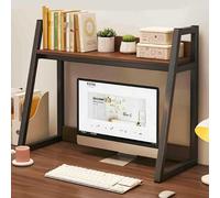 METTEOR Bookshelf, 2/3-Tier Ladder Computer Desk Bookcase, Desktop Bookshelf Organizer Countertop Display Storage Rack For Home Office Dorm (55cm Dark walnut+2 layers)