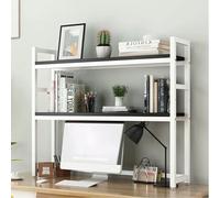 METTEOR Bookshelf, 2 Tier Desktop Bookcase, Computer Desktop Bookshelf Organizer, Desktop Bookshelf for Home Office Supplies Bookshelf Organizer, Easy To Install (White 2 135cm)