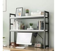 METTEOR Bookshelf, 2 Tier Desktop Bookcase, Computer Desktop Bookshelf Organizer, Desktop Bookshelf for Home Office Supplies Bookshelf Organizer, Easy To Install (Black 1 135cm)