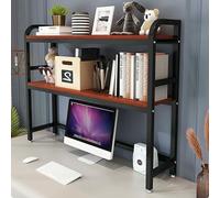 METTEOR Bookshelf, 2 Tier Desktop Bookcase for Computer Desk -Wood and Metal Computer Desk Bookshelf, Multipurpose Countertop Hutch Bookshelf, Storage Display Shelf- Office Decor (B 95CM)