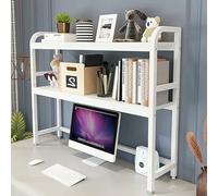 METTEOR Bookshelf, 2 Tier Desktop Bookcase for Computer Desk -Wood and Metal Computer Desk Bookshelf, Multipurpose Countertop Hutch Bookshelf, Storage Display Shelf- Office Decor (E 95CM)