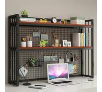 METTEOR Bookshelf, 2 Tier Desktop Bookcase for Computer Desk, Wood Countertop Desktop Hutch Bookshelf, Adjustable Display Shelf Rack for Home Office Supplies Bookshelf Organizer (Black C 55x24x89cm)
