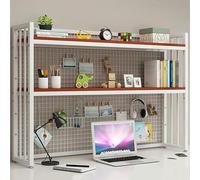 METTEOR Bookshelf, 2 Tier Desktop Bookcase for Computer Desk, Wood Countertop Desktop Hutch Bookshelf, Adjustable Display Shelf Rack for Home Office Supplies Bookshelf Organizer (White C 55x24x89cm)