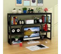 METTEOR Bookshelf, 2Tier Desktop Bookshelf, Wood Book Bookcase Organizer for Home Office, Multilayer Storage Desktop Bookcase for Student Dormitory and Desk Supplies (Black a 95x90x3cm)