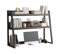 METTEOR Bookshelf, Desk Shelf Stand, 2 Tier Industrial Ladder Desktop Bookshelf, Desktop Bookshelf Organizer, Desktop Bookcase For Computer Desk, Multifunctional Freestanding Storage Rack Display Sh