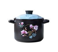 METTEOR Casserole Dishes With Lids Ceramic Clay Pot Binaural Dish Lid Cookware Flower Decoration Round Earthen High Temperature Resistance (Blue 5L)