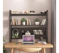 METTEOR File cabinets Wrought Iron Desktop Bookshelf - 2-Tier Industrial Computer Desk with Perforated Board, Desktop Countertop Bookcase, Metal Organizer Stand in White Color (Black 95X22X98cm)