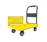 METTEOR Foldable Hand Cart, Multi-Functional Utility Wagon, Portable Hand-Pulled Trolley, Collapsible Transport Cart for Easy Home Use, Lightweight Folding Platform (Yellow S)