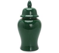 METTEOR Green Ceramic Ginger Jar, Vase Chinese Porcelain Temple Jar With Lid, Modern Large Oriental Decorative Jar For Table Centerpiece Livingroom Decor,Green-L (Green S)