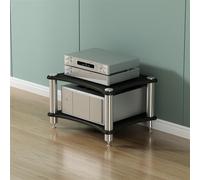 METTEOR Modern HiFi Audio Rack - Stainless Steel Media Stand with Feet 2/3/4 Layer Cabinet for DVD Player Game Console TV Box WiFi Router & Amplifier (Black H_40cm/15.7in)