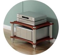 METTEOR Multifunctional Multi-Layer HiFi Audio Rack Cabinet for Video Components 3-Tier Shock-Absorbing Feet Black 60x48x62cm - Audio Storage Solution (Brown_a 60 * 48 * 40cm(2Tier))