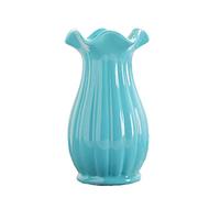 METTEOR Ruffled Vase Simple Living Room Creative Flower Arrangement Decoration Home Decoration Ceramic Dried Flower Art (Blue S)