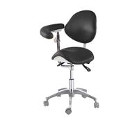 METTEOR Saddle Chair PU Leather Mobile Saddle Chairr, Ergonomic Swivel Saddle Stool with Backrest Armrest for Clinics, Tattoo, Home and Laboratory (A2)