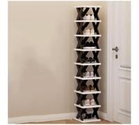 METTEOR Space-Saving Vertical Shoe Rack with Clips - Portable Multi-Level Slim Shoe nizer for Hallway Bathroom & Closet - Foldable Narrow Design - Orange 81.5x24x26cm (Black 81.5 * 24 * 26cm)