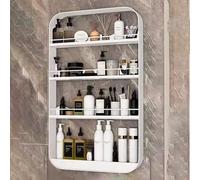 METTEOR Wall-Mounted Bathroom Shelf No Drill Floating Shelf for WC Waterproof Rack for Bedroom Kitchen Living Room Plant Display - Modern White Desi (White 4_layer)