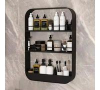 METTEOR Wall-Mounted Bathroom Shelf No Drill Floating Shelf for WC Waterproof Rack for Bedroom Kitchen Living Room Plant Display - Modern White Desi (Black 3_layer)