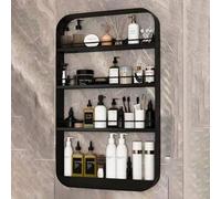 METTEOR Wall-Mounted Bathroom Shelf No Drill Floating Shelf for WC Waterproof Rack for Bedroom Kitchen Living Room Plant Display - Modern White Desi (Black 4_layer)