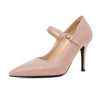 Mettesally Stiletto Party Shoes with Adjustable Ankle Strap & Buckle, Women's Pumps for Wedding, Office, Daily Occasions Sketchy 9cm Nude UK4
