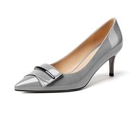Mettesally Women's Classic Pointed Toe Heeled Court Shoes Comfortable Mid Kitten Heels Slip On Formal Party Shoes Grey UK7