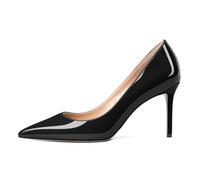 Mettesally Women's High Heels - Patent Leather Stiletto Pumps with Pointed Toe and Slip-On Design, 8.5 cm Heel Black UK5