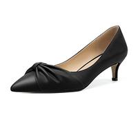 Mettesally Women's Mid Kitten Heels Slip On Court Shoes Pointed Toe Bow Tie Heels Fashion Party Club Dress Shoes Black UK11