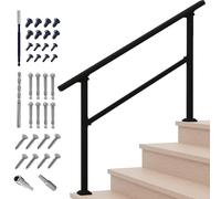 Handrails for Outdoor Steps,1-4 Step Stair Handrail & Indoor Stair Railing Kit,Black Railings for Outdoor Steps and Hand Rails for Seniors for Porch Railing & Deck Hand Rail(1-4 Step)