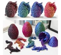 meturebear 4pcs 3D Printed Dragon, Crystal with a Dragon Egg, Fidget Dragon Toy, Articulated Dragon Decor for Home Office Car Desk, Gifts for Kids, Classroom Rewards(4color)
