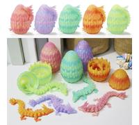 meturebear 5pcs 3D Printed Dragon Egg, Crystal with a Dragon Egg, Fidget Dragon Toy, Articulated Dragon Decor for Home Office Car Desk, Gifts for Kids, Classroom Rewards