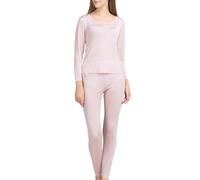 METWAY Women's Silk Long Johns MulberrySilk Long Underwear Thermal Underwear Sets Winter Base Layer, Pink, S