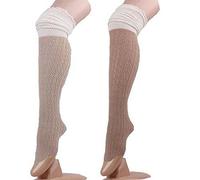 Metyou 2 Pairs Lace Knit Warmers Knee High Boot Socks Winter Boot Warm Cotton Socks