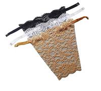 Metyou 3pcs Lady Lace Clip-on Mock Camisole Bra Insert Overlay Modesty Panel Vest (Lace Black White Beige)