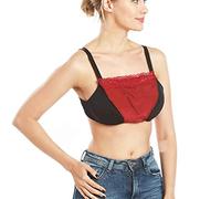 Metyou Lace Clip-on Mock Camisole Bra Insert Overlay Modesty Panel Vest (Plus Size red)