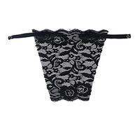 Metyou Lady Lace Clip-on Mock Camisole Bra Insert Overlay Modesty Panel Vest (Black)