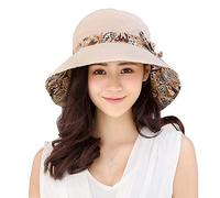 Metyou Womens Sun Hat Summer Foldable Beach Cap Wide Brim UV Protection Outdoor dome hats (beige)