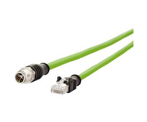 Metz Connect 142M2X15050 M12 Network Cable CAT 6A 5m Green PUR Coated