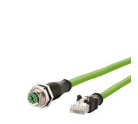 METZ CONNECT 142M2X25100 M12 Network Cable, Patch Cable CAT 6a S/FTP 10.00 m Green PUR Jacket, Acid