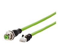 Metz Connect 142M4D25050 M12 Network Cable Green PUR 5m CAT5e S/UT...