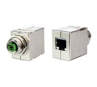 Metz Connect Connector M12 to RJ45 IP67/IP20 Zinc Die-Cast