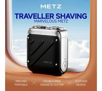 Metz Traveler Electric Shaver for Men, Mini & Portable, 100% Waterproof, Perfect Qixi Valentine's Day Gift for Boyfriend, Husband and Father